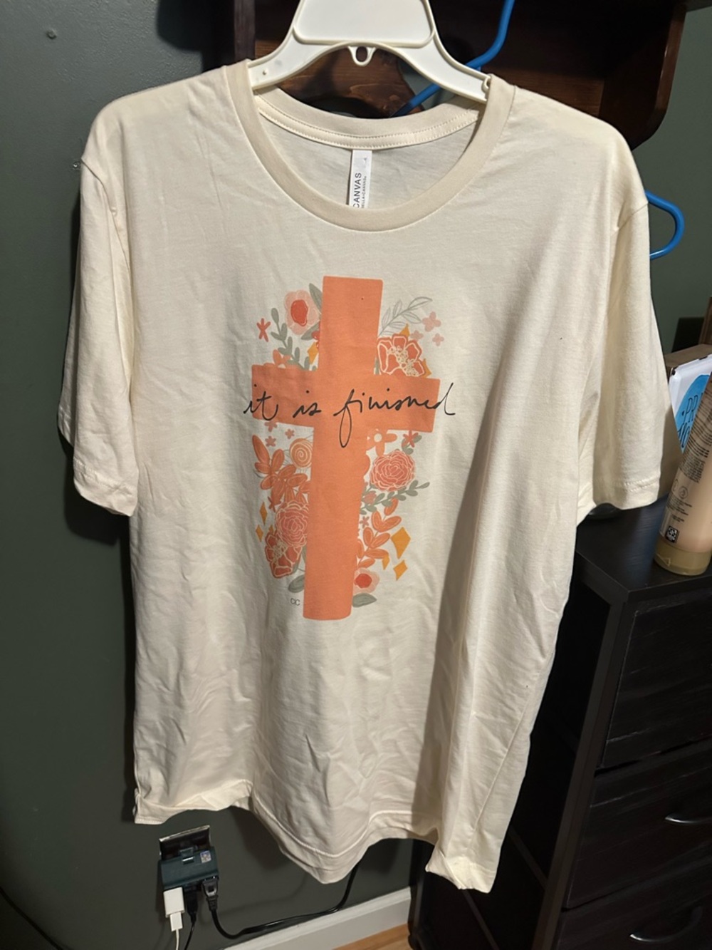 Bella Canvas Cream Tee with Orange Graphic